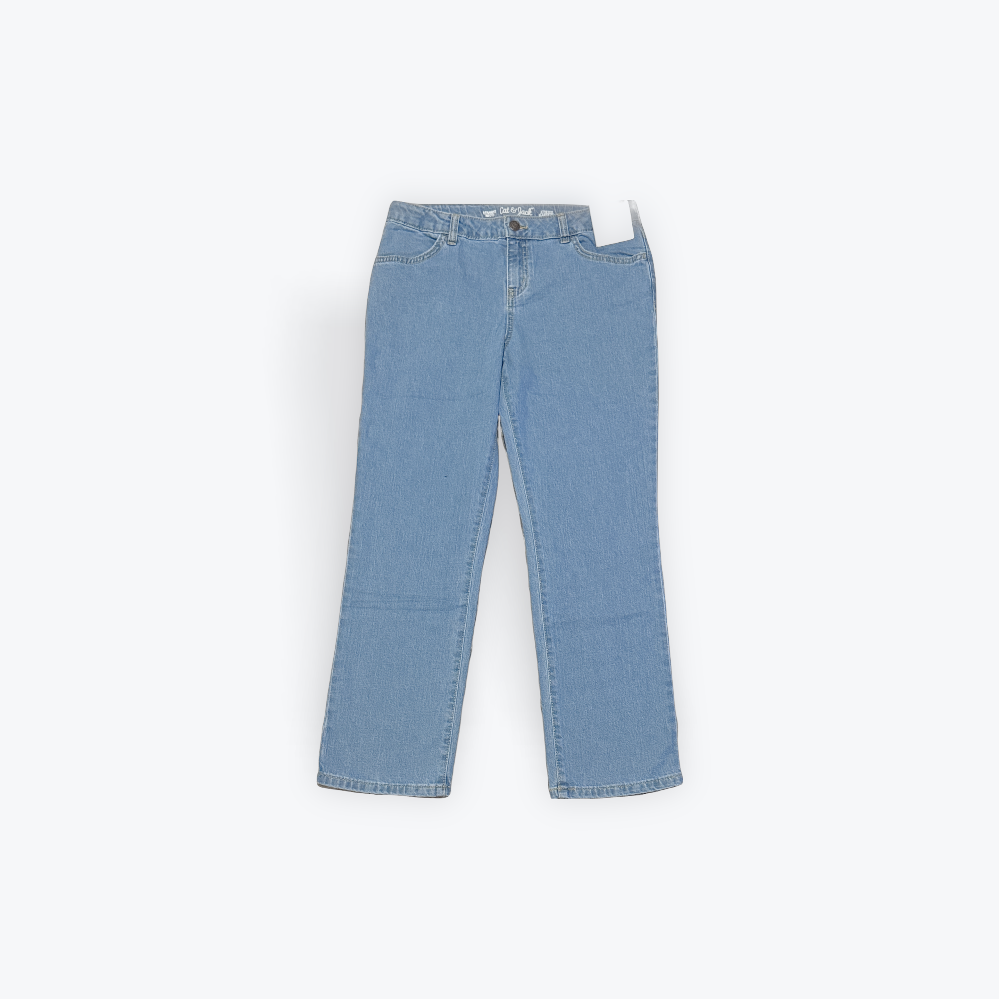 Women's Light Blue Denim Jeans Button Zip 5-Pocket Solid Regular