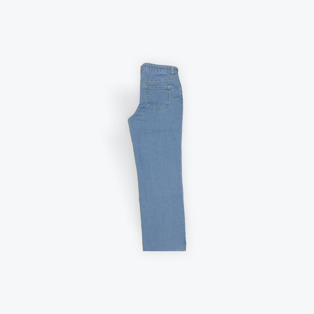 Women's Light Blue Denim Jeans Button Zip 5-Pocket Solid Regular