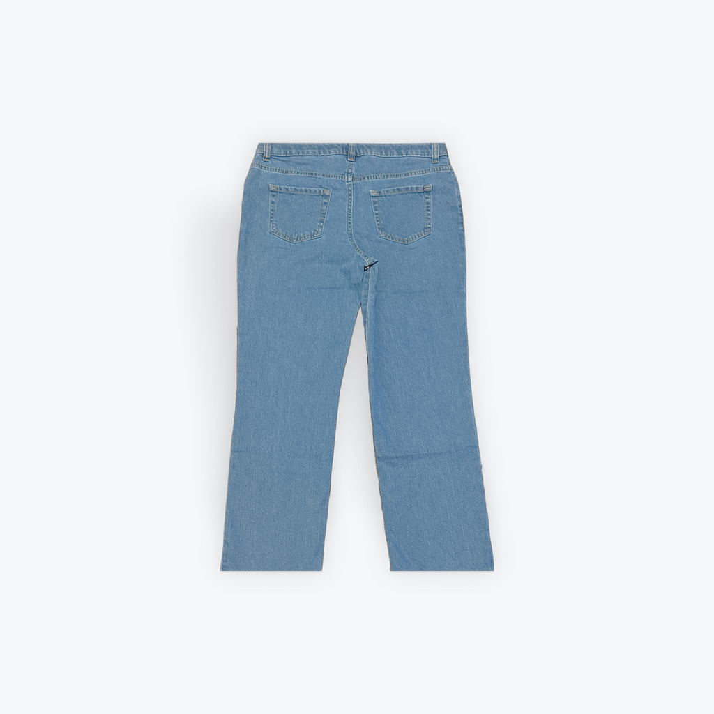 Women's Light Blue Denim Jeans Button Zip 5-Pocket Solid Regular
